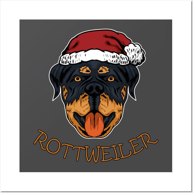 dog Rottweiler dog santa Wall Art by wahyuart21